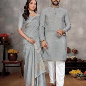 Couple Kurta Pajama and Saree Sets Festive Matching Couple Dresses