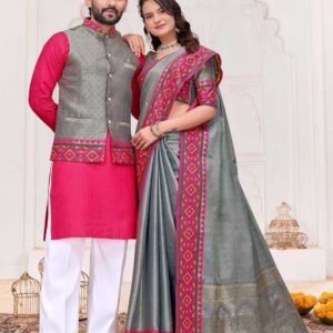Couple Matching Ethnic Outfits Couple Kurta Pajama and Saree Sets Festive Matching Couple Dresses
